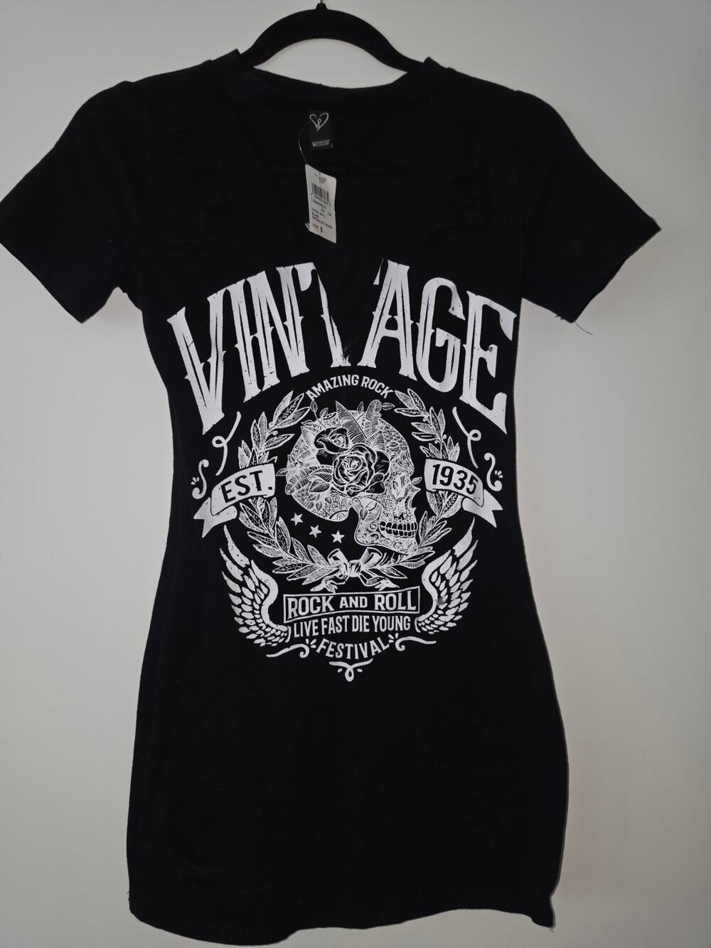 Windsor Vintage Rock Graphic Distressed T-Shirt Dress
